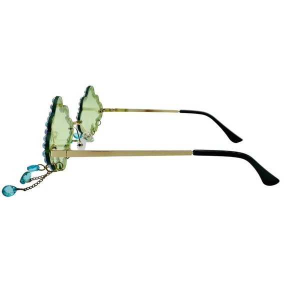 7034 | Green Cloud Sunglasses with Raindrop Accents - Picture 3 of 5